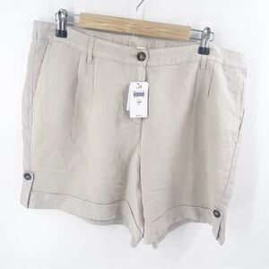 ✅ NWT J. JILL FLAX LINEN SHORTS 18 PETITE POCKETS